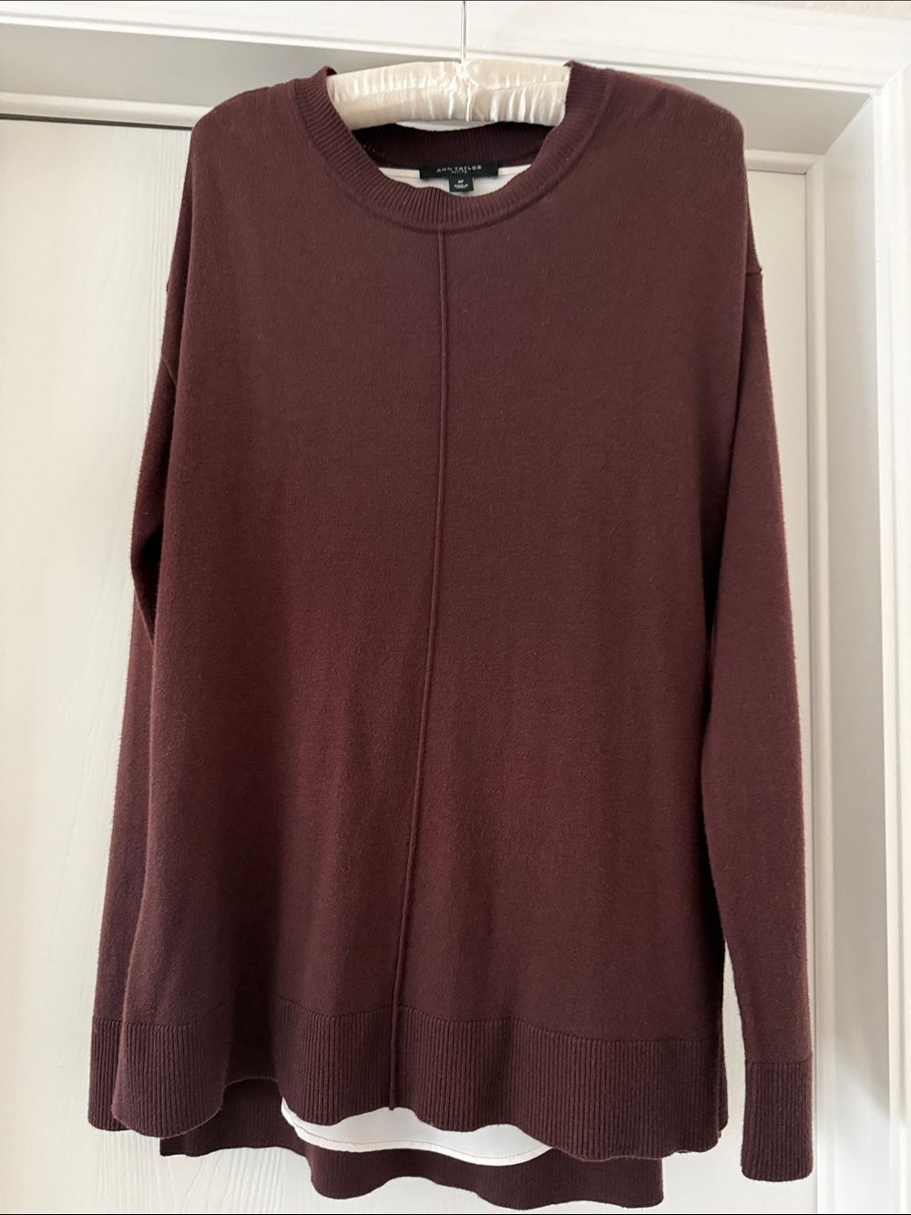 Women's Scoop Crewneck Sweater in Deep Wine with tank